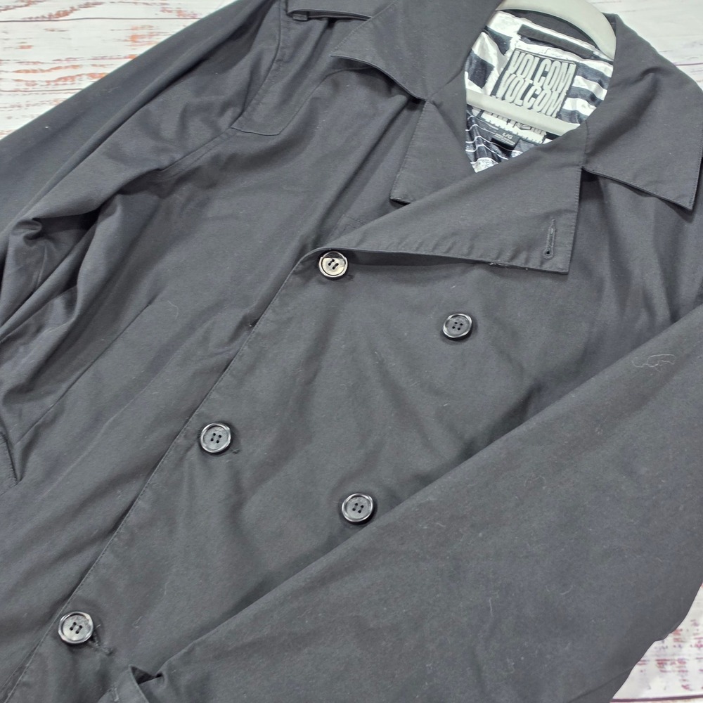 Volcom Uzwill Jacket Mens Large Black Excellent A1531004 Double Breasted Coat